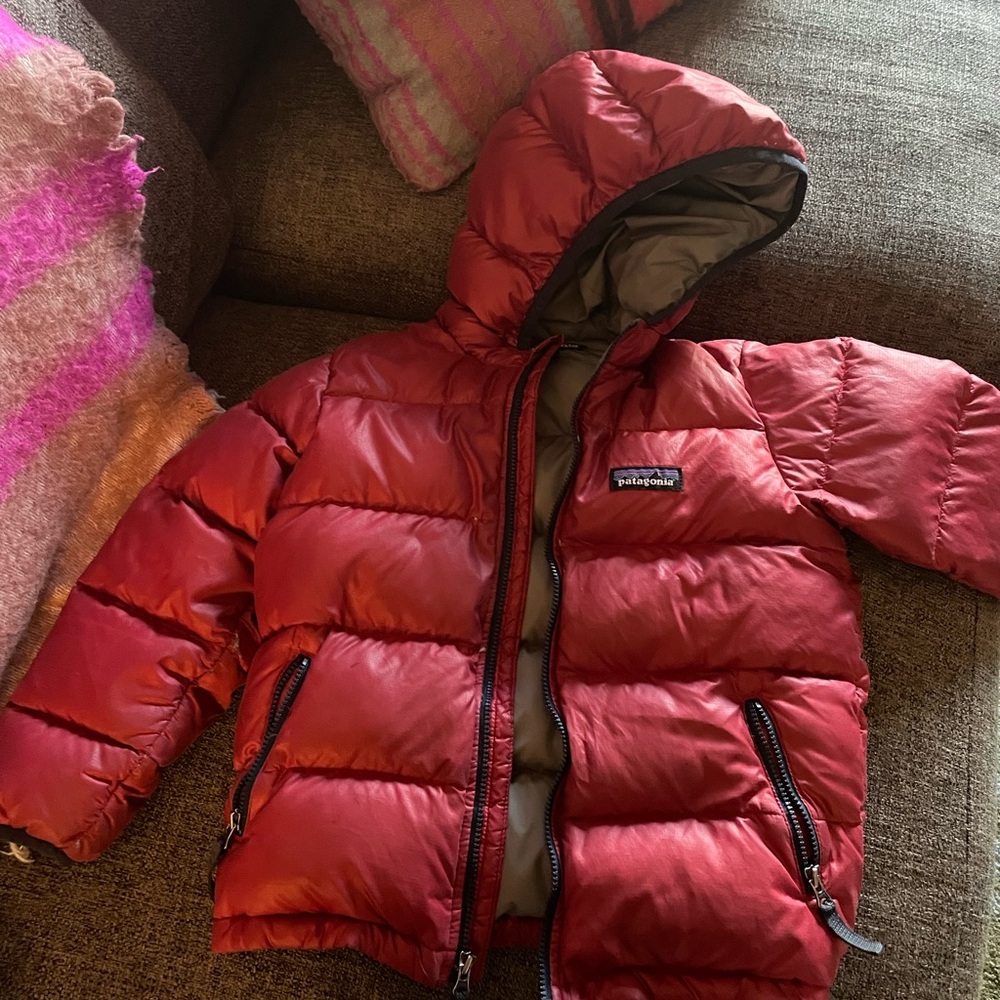 Hi-Loft Swearer Down Hooded Jacket. *there is a small tear at the elbow.
